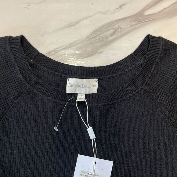 NWT Favorite Daughter | Black Ribbed Tunic Crew Neck Pull Over Sweater XS - Picture 4 of 7